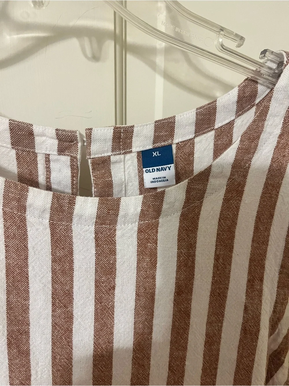 Old Navy Sleeveless Brown & White Striped Women's Dress - Picture 3 of 5